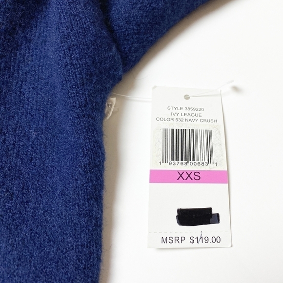 Court & Rowe hooded sweater new NWT cropped navy yellow wool alpaca oversized - Picture 7 of 8